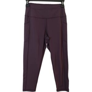 ZYIA ACTIVE High Waisted Cropped Joggers Activewear Sport Leggings Burgundy Fig